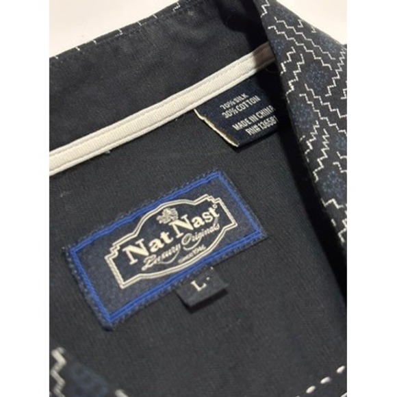 Nat Nast Luxury Originals Mens Large Silk Cotton Short Sleeve Button Up Shirt - Picture 5 of 10